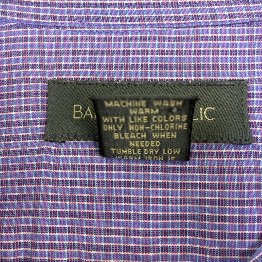 Banana Republic Shirt Mens XL Purple Micro Check Cotton Business Casual Academia